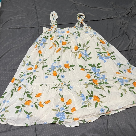 Re blu babydoll style short dress orange & blue flowers size small - Picture 6 of 7